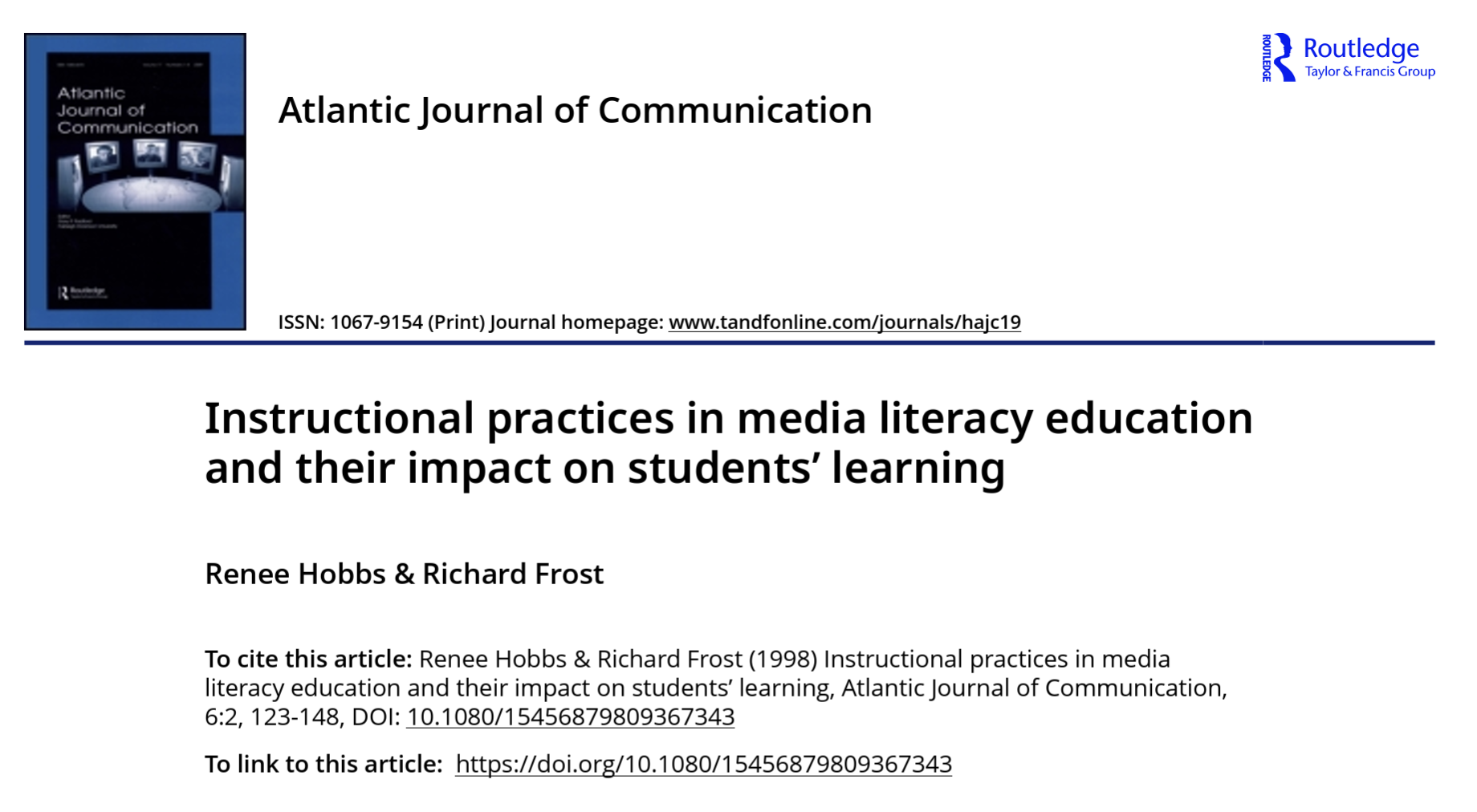 Instructional practices in media literacy education and their impact on students’ learning